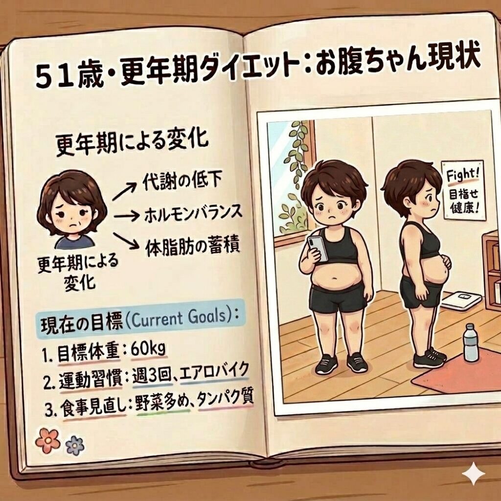 51歳・更年期ダイエット お腹ぽっこり改善記録 アラフィフダイエットブログ